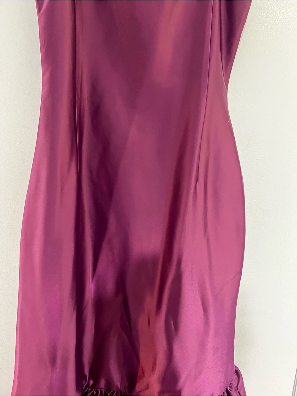Caroline Constas Ruffle Hem Formal Gown - Amethyst/Purple Satin Midi - Picture 7 of 14